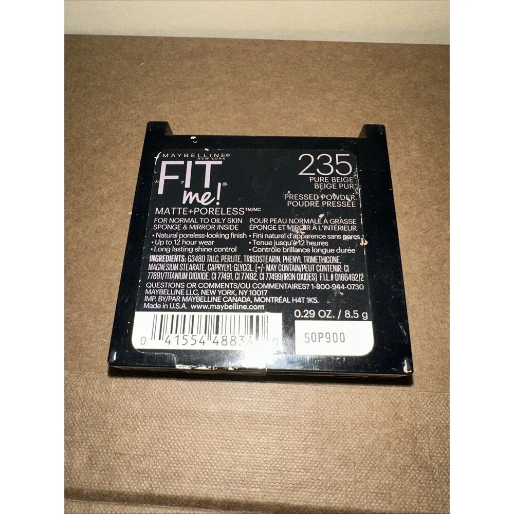 Maybelline Fit Me Matte Poreless Powder 235 Pure Beige Original Square Compact